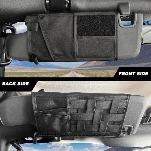 منظم واقي الشمس لسيارة جيب رانجلر، لوحة تكتيكية، 5 أكياس، نايلون 1000D، أسود، JK JL & Gladiator JT 2007-2023 in Kuwait