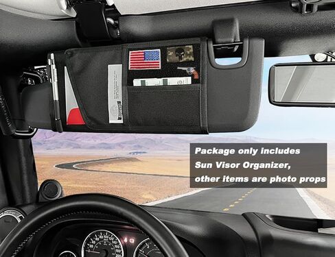 منظم واقي الشمس لسيارة جيب رانجلر، لوحة تكتيكية، 5 أكياس، نايلون 1000D، أسود، JK JL & Gladiator JT 2007-2023 in Kuwait