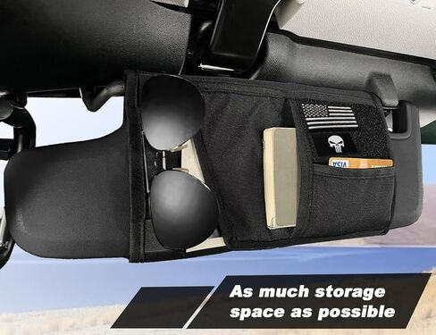 منظم واقي الشمس لسيارة جيب رانجلر، لوحة تكتيكية، 5 أكياس، نايلون 1000D، أسود، JK JL & Gladiator JT 2007-2023 in Kuwait