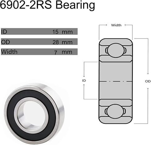 6902-2RS Bearings, 15x28x7mm Ball Bearing 6902RS Double Rubber Sealed Shielded Bearing ID 15mm, OD 28mm, Thickness 7mm Pre-Lubricated Deep Groove Ball Bearing for 3D Printer, Scooters 4pcs in Saudi Arabia