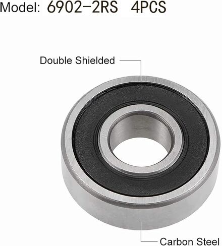 6902-2RS Bearings, 15x28x7mm Ball Bearing 6902RS Double Rubber Sealed Shielded Bearing ID 15mm, OD 28mm, Thickness 7mm Pre-Lubricated Deep Groove Ball Bearing for 3D Printer, Scooters 4pcs in Saudi Arabia
