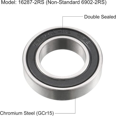 uxcell 16287-2RS Deep Groove Ball Bearings Z2 16mm x 28mm x 7mm, Non-Standard 6902-2RS, Double Sealed Chrome Steel 2pcs in Saudi Arabia