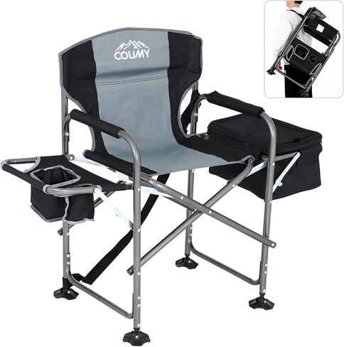 Camping Directors Chair, Oversized Portable Folding Chair, Heavy Duty High Directors Chair with Cooler Bag&Side Table for Fishing Lawn Picnic, Supports 400lbs,Foldable Camp Chairs in Saudi Arabia
