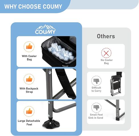 Camping Directors Chair, Oversized Portable Folding Chair, Heavy Duty High Directors Chair with Cooler Bag&Side Table for Fishing Lawn Picnic, Supports 400lbs,Foldable Camp Chairs in Saudi Arabia