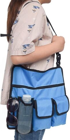 Heavy Duty Oxford Chair Armrest Organizer Waterproof Beach Chair Hanging Storage Pouch Snack Bag with 4 Pockets for Outdoor Folding Camping Chair Caddy Seat Arm Rest Cup Holder Shoulder Side Tote Bag in Saudi Arabia