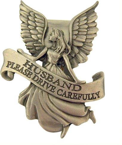 Pewter Guardian Angel with Daughter Please Drive Carefully Banner Visor Clip, 2 Inch in Saudi Arabia