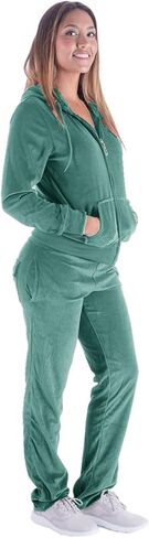 أطقم بدلات رياضية نسائية كاجوال موضة قطيفة ناعمة بسحاب وسراويل رياضية متطابقة أطقم الركض أخضر صغير in Kuwait