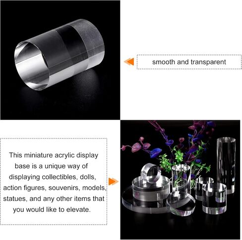 MECCANIXITY Clear Acrylic Solid Cylinder Round Display Riser, 2.4 inches (Height) x 1.6 inches (Diameter), for Showing Your Collectibles, Cosmetics in Saudi Arabia