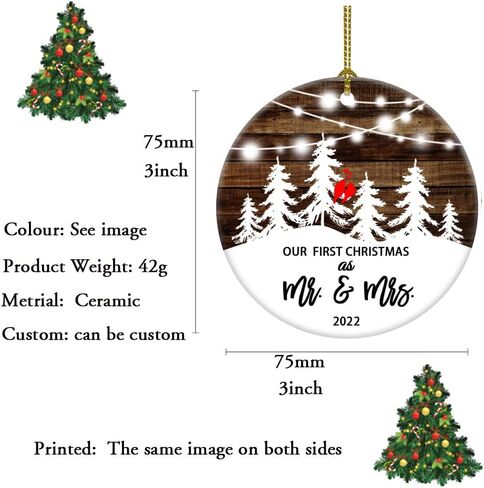 First Christmas Married Ornament 2024 Couple Birds Snow Wedding Ornament Gift for Newlywed Couple 2024 Ornament (3inch Mr mrs) in Saudi Arabia