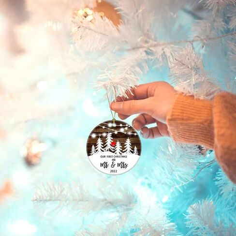 First Christmas Married Ornament 2024 Couple Birds Snow Wedding Ornament Gift for Newlywed Couple 2024 Ornament (3inch Mr mrs) in Saudi Arabia