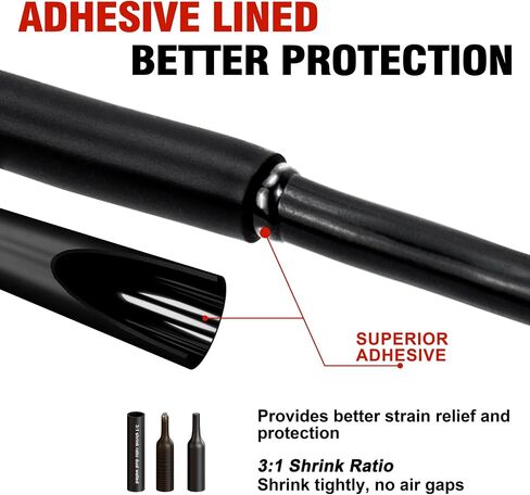 Sanuke 230pcs Heat Shrink Tubing Kit, 3:1 Dual Wall Tube, Strong Adhesive Lined Marine Shrink Tubing - 1.77" Length 6 Sizes 1/8"-3/4" (Black/Red) in Saudi Arabia