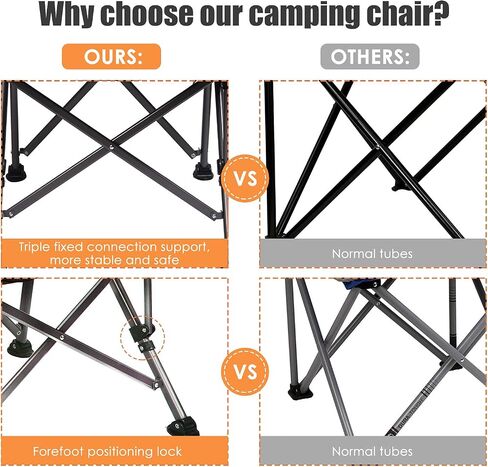 LEADALLWAY Folding Camping Chair Oversized Collapsible Camp Chair with Cup Holder and Removable Storage Bag, Heavy Duty Support 350 LBS, Portable Lawn Chair for Outdoor in Saudi Arabia