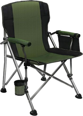 LEADALLWAY Folding Camping Chair Oversized Collapsible Camp Chair with Cup Holder and Removable Storage Bag, Heavy Duty Support 350 LBS, Portable Lawn Chair for Outdoor in Saudi Arabia