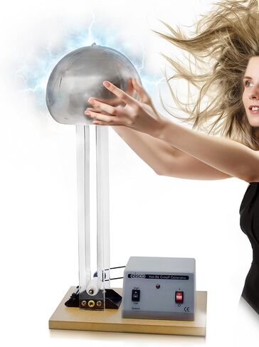 مولد EISCO Van De Graaff، يعمل بمحرك - 120/240 فولت، 50/60 هرتز - يتضمن قاعدة مجمعة مع محرك DC، وسلك الطاقة، وعصا التفريغ، والملحقات - بطول 22 بوصة in Saudi Arabia
