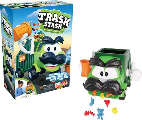 Goliath Trash Stash Game - Fill Trashcan, Watch It Dump Into Garbage Truck Or Truck Chucks It Up - No Reading Required, Ages 4 and Up, 2-4 Players , Green in Saudi Arabia