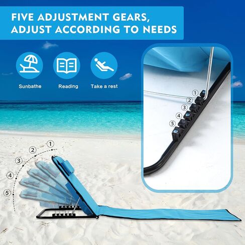 2 Pcs Beach Lounge Chairs and a Small Folding Beach Table with Storage Bag, Portable Beach Lounger, Support Adjustable Folding Backrest Reclining Lounge Lightweight Outdoor Camping Travel in Saudi Arabia