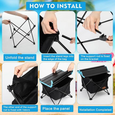 2 Pcs Beach Lounge Chairs and a Small Folding Beach Table with Storage Bag, Portable Beach Lounger, Support Adjustable Folding Backrest Reclining Lounge Lightweight Outdoor Camping Travel in Saudi Arabia