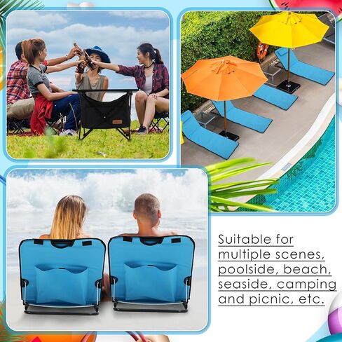 2 Pcs Beach Lounge Chairs and a Small Folding Beach Table with Storage Bag, Portable Beach Lounger, Support Adjustable Folding Backrest Reclining Lounge Lightweight Outdoor Camping Travel in Saudi Arabia