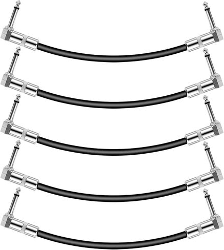 Patch Cable 5-Pack 1/4" Right Angle Guitar Pedal Patch Cord Pedalboard Cable Plug for Electric Guitar Bass Effects Pedal Amplifier Keyboard Mixer Microphone, 6-inch Long in Saudi Arabia
