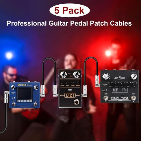 Patch Cable 5-Pack 1/4" Right Angle Guitar Pedal Patch Cord Pedalboard Cable Plug for Electric Guitar Bass Effects Pedal Amplifier Keyboard Mixer Microphone, 6-inch Long in Saudi Arabia