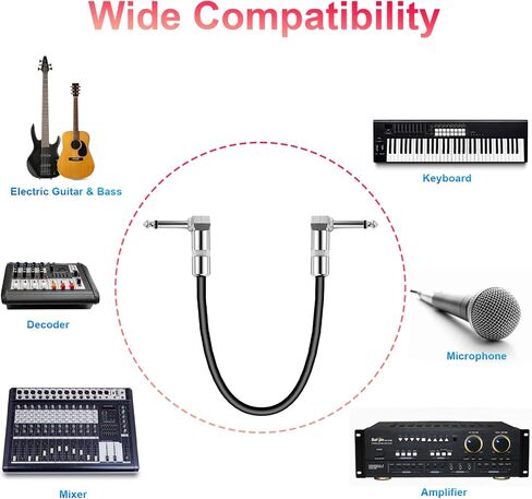 Patch Cable 5-Pack 1/4" Right Angle Guitar Pedal Patch Cord Pedalboard Cable Plug for Electric Guitar Bass Effects Pedal Amplifier Keyboard Mixer Microphone, 6-inch Long in Saudi Arabia