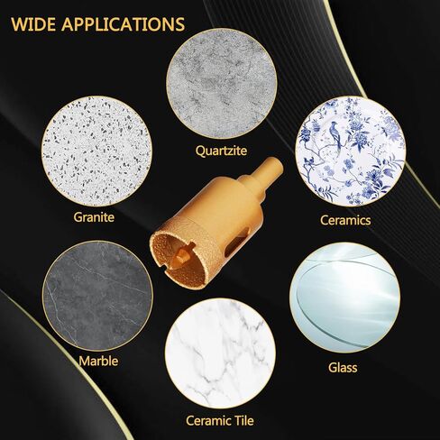 Brazed Diamond Hole Saw, 8pcs Set Tile Hole Cutter with Center Drill Bit, Core Drill Diamond Drill Bits for Porcelain Tile, Ceramic, Glass, Granite Quartz, Marble, Gemstone, Dry Drilling in Saudi Arabia