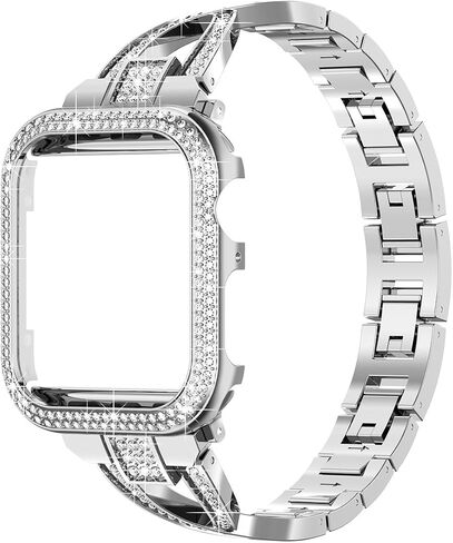متوافق مع Apple Watch Diamond Case الغطاء الواقي بلينغ حجر الراين كريستال سبيكة معدنية الفرقة حزام سلسلة 9 8 7 6 5 4 in Kuwait