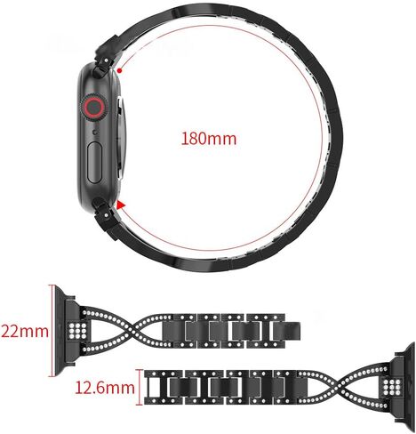 متوافق مع Apple Watch Diamond Case الغطاء الواقي بلينغ حجر الراين كريستال سبيكة معدنية الفرقة حزام سلسلة 9 8 7 6 5 4 in Kuwait