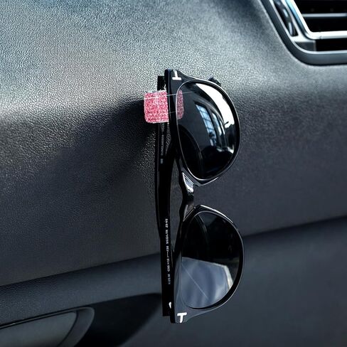 Car Sunglasses Holder Glasses Eyeglasses Hanger Hooks Pink Bling Diamond Rhinestone Decorations for Car Dashboard Door Decors in Kuwait