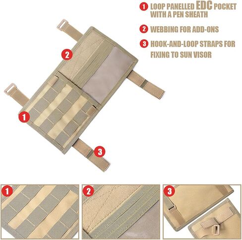منظم حاجب الشمس للسيارة، حامل حقيبة تخزين لوحة حاجب تكتيكي، جيب ظلة من النايلون مع حزام فيلكرو للنظارات الشمسية لبطاقة القلم، ملحقات داخلية عالمية لشاحنة السيارة SUV (أخضر) in Kuwait