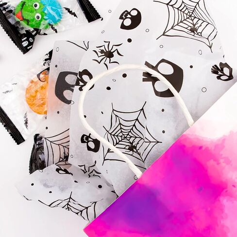 MR FIVE 30 Sheets Halloween Tissue Paper Bulk,20" x 28",Halloween Wrapping Tissue Paper for Gift Bags,White Tissue Paper with Black Spider Web Pattern,Tissue Paper for Halloween Party in Saudi Arabia