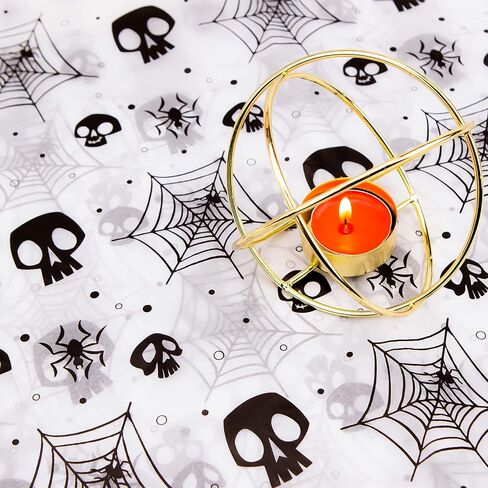 MR FIVE 30 Sheets Halloween Tissue Paper Bulk,20" x 28",Halloween Wrapping Tissue Paper for Gift Bags,White Tissue Paper with Black Spider Web Pattern,Tissue Paper for Halloween Party in Saudi Arabia