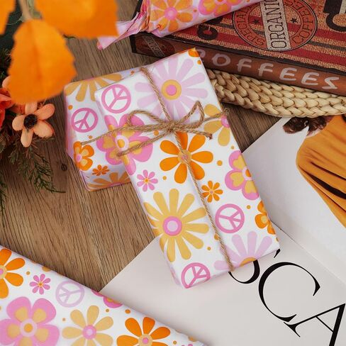 Bolsome 100 Sheets 20 * 14 Inches Boho Tissue Paper, Daisy Pattern Gift Wrapping Tissue, Groovy Floral Print Tissue Paper for Gift Bags for Birthday Baby Shower Wedding DIY Craft in Saudi Arabia