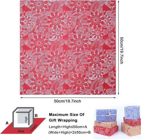 Kavoc 60 Sheets Paisley Blue Red Gift Tissue Paper,20" x 20" Brown Boho Wrapping Art Tissue Paper for Western Cowboy Theme Party Decoration (Red) in Saudi Arabia