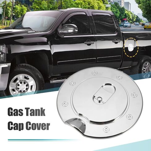 X AUTOHAUX Chrome Plated Fuel Tank Filler Cap for Chevrolet C2500 1988-1998 for GMC Yukon Gas Door Filler Accessories Cover Replacement Silver Tone in Saudi Arabia