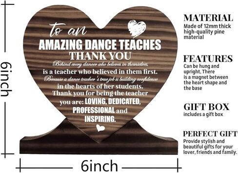 Dance Teacher Gifts Printed Wood Plaque, Gift Wood Plaque Heart, Heart Wood Sign, Dance Recital Gift for Teacher Wooden Plaque Home Decor Sign, Gift for Dance Teacher, Gift for Her, Christmas in Saudi Arabia