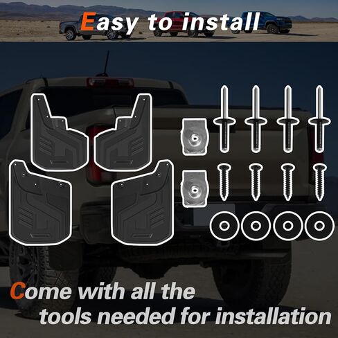اللوحات الطينية للشاحنات، واقيات الطين المتوافقة مع Chevy Colorado 2023 2024 مع Fender Flare 4pcs Splash Guards أمامي وخلفي (جانب السائق والراكب) in Kuwait