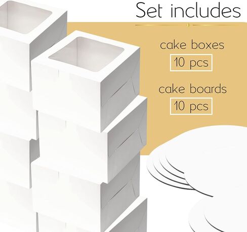 BELMAKS 25PCS White Cake Boxes with Window Bakery Boxes 6x6x4 Inch Cookie Boxes Dessert Boxes for Chocolate Cake Boxes Cookie for Candy in Saudi Arabia