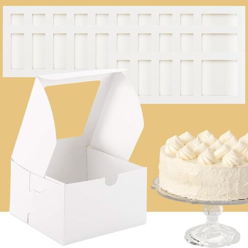 BELMAKS 25PCS White Cake Boxes with Window Bakery Boxes 6x6x4 Inch Cookie Boxes Dessert Boxes for Chocolate Cake Boxes Cookie for Candy in Saudi Arabia