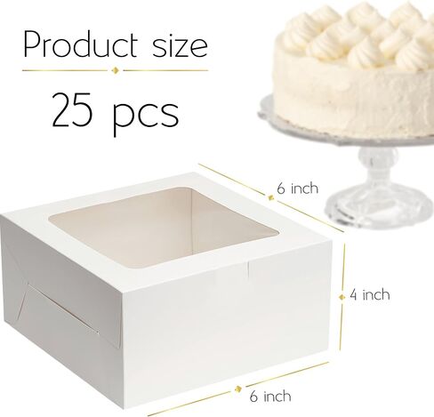 BELMAKS 25PCS White Cake Boxes with Window Bakery Boxes 6x6x4 Inch Cookie Boxes Dessert Boxes for Chocolate Cake Boxes Cookie for Candy in Saudi Arabia