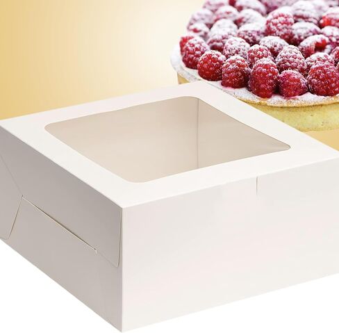 BELMAKS 25PCS White Cake Boxes with Window Bakery Boxes 6x6x4 Inch Cookie Boxes Dessert Boxes for Chocolate Cake Boxes Cookie for Candy in Saudi Arabia