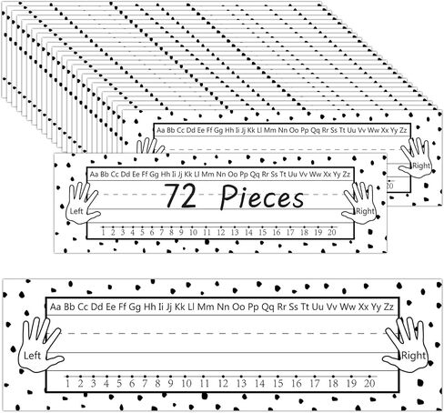 72 Pcs Black Painted Dots Name Plates for Classroom Desks Decor Student Desk Name Tags with Alphabet Number Self Adhesive Black White Name Plates for Kindergarten Classroom Home School Supplies in Kuwait