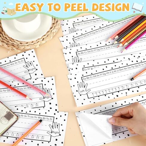 72 Pcs Black Painted Dots Name Plates for Classroom Desks Decor Student Desk Name Tags with Alphabet Number Self Adhesive Black White Name Plates for Kindergarten Classroom Home School Supplies in Kuwait