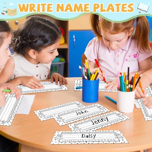72 Pcs Black Painted Dots Name Plates for Classroom Desks Decor Student Desk Name Tags with Alphabet Number Self Adhesive Black White Name Plates for Kindergarten Classroom Home School Supplies in Kuwait