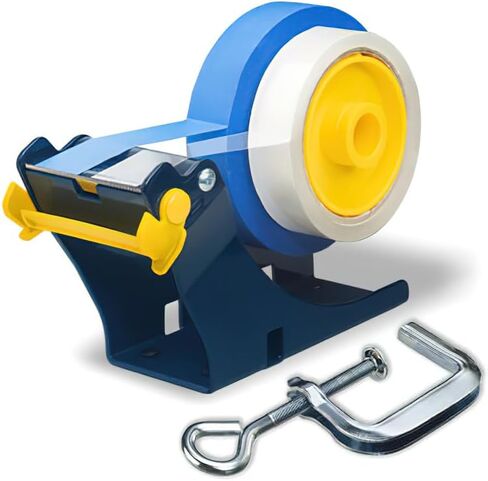 Excell ET-12281 Extra Wide Bench Tape Dispenser; 3" Core Diameter; Desktop Model; Compatible with 1" and 2" Roll Widths; Constructed with Heavy Duty Metal; Tape not Included in Saudi Arabia