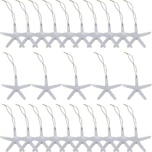 25 قطعة من نجم البحر الراتنج مقاس 3.15 بوصة مع حبل لشجرة الكريسماس المعلقة على الشاطئ وديكور منزلي للزفاف والحرف اليدوية (بيج) in Kuwait