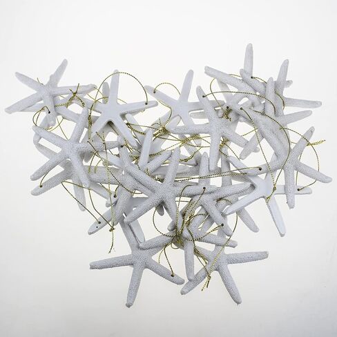 25 قطعة من نجم البحر الراتنج مقاس 3.15 بوصة مع حبل لشجرة الكريسماس المعلقة على الشاطئ وديكور منزلي للزفاف والحرف اليدوية (بيج) in Kuwait