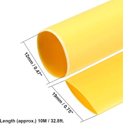 uxcell Heat Shrink Tubing 1/2-inch(12mm) Dia 19mm Flat Width 2:1 Heat Shrink Tube Wire Wrap 33ft Yellow in Saudi Arabia