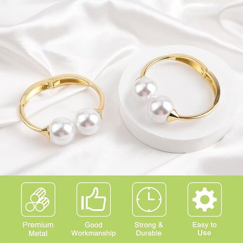 Curtain Tie Backs, 2Pcs Zinc Alloy Creative Curtain Holdbacks Decorative Pearl Curtain Tiebacks Easy to Install Spring Drape Holder Clip for Home Office (Gold) in Saudi Arabia
