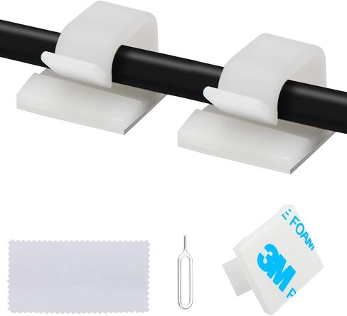 Cable Management Clip,60Pcs White Medium,Cord Organizer for HDMI,Light String,Dash Cam,Power Plug,Extension Cord, Ethernet Cable, TV Coax, Electric Wires,Cable Management Under Desk, Wall,Car in Kuwait